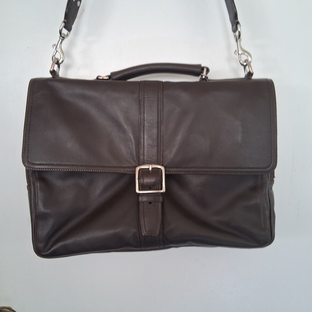 Vtg Coach F70096 Thompson Brown Leather Messenger Briefcase Laptop Bag Restored